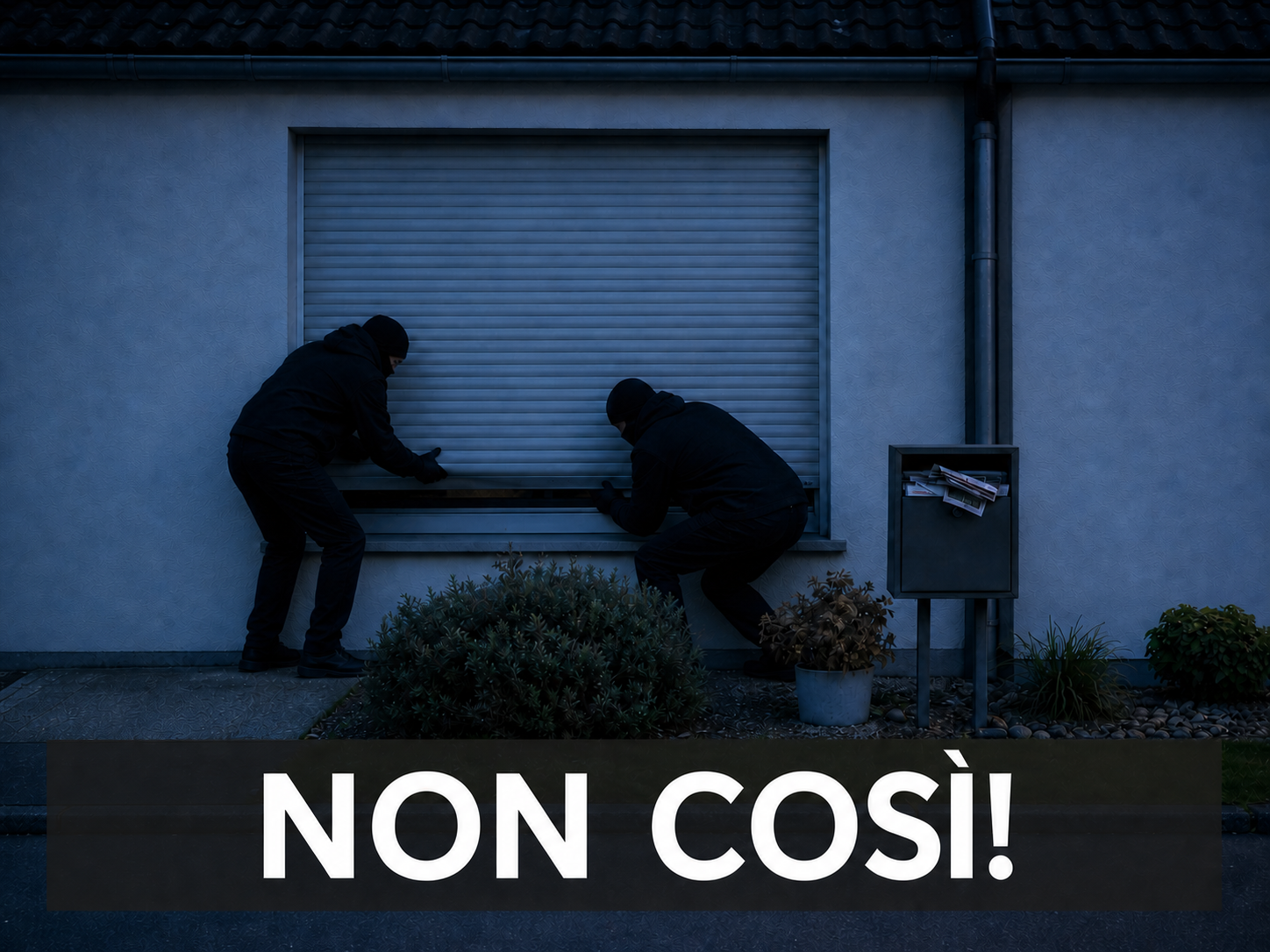 Due ladri mascherati cercano di forzare una tapparella chiusa